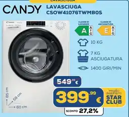 Euronics CANDY LAVASCIUGA CSOW41076TWMBOS offerta