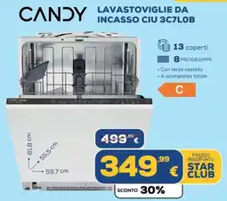 Euronics LAVASTOVIGLIE DA INCASSO CIU 3C7L0B offerta