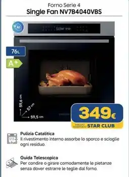 Euronics Forno Serie 4 Single Fan NV7B4040VBS offerta