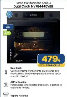 Euronics Forno Multifunzione Serie 4 Dual Cook NV7B4440VBB offerta