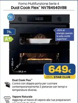Euronics Forno Multifunzione Serie 4 Dual Cook Flex™ NV7B4540VBB offerta