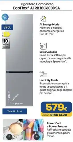 Euronics Samsung Frigorifero Combinato EcoFlex AI RB38C600DSA offerta