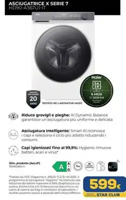 Euronics Asciugatrice X Serie 7 Haier offerta