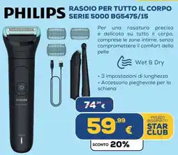 Euronics PHILIPS RASOIO PER TUTTO IL CORPO SERIE 5000 BG5475/15 offerta