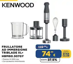 Euronics KENWOOD FRULLATORE AD IMMERSIONE TRIBLADE XL+ HBM60.307GY offerta