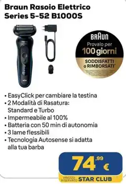 Euronics Braun Rasoio Elettrico Series 5-52 B1000S offerta