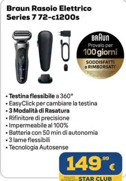 Euronics Braun Rasoio Elettrico Series 7 72-c1200s offerta