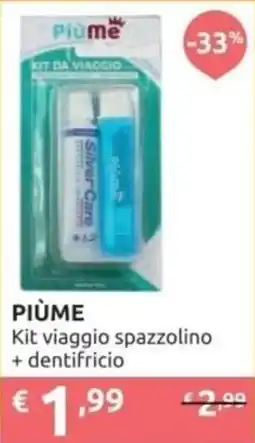 PiùMe PIÙME Kit viaggio spazzolino + dentifricio offerta