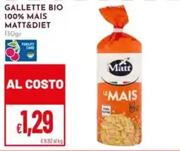 Pan Gallette Bio 100% Mais Matt&Diet offerta
