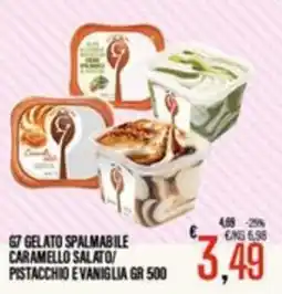 Supermercati EffePiù G7 GELATO SPALMABILE CARAMELLO SALATO/PISTACCHIO EVANIGLIA offerta