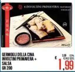 Supermercati EffePiù GERMOGLI DELLA CINA INVOLTINI PRIMAVERA + SALSA offerta