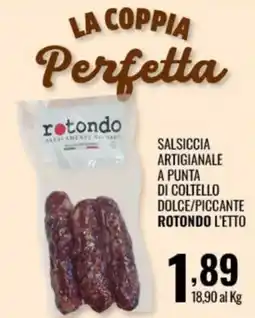 Gecop Salsiccia artigianale a punta di coltello dolce/piccante rotondo offerta