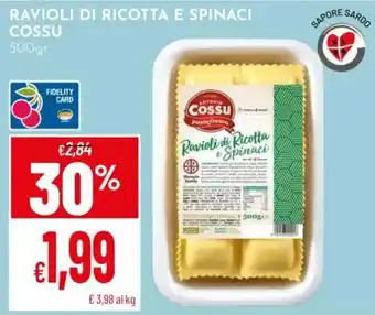 Pan Ravioli di Ricotta e Spinaci Cossu offerta