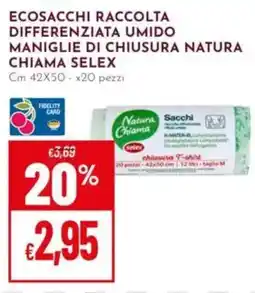 Pan Ecosacchi raccolta differenziata umido maniglie di chiusura natura chiama selex offerta