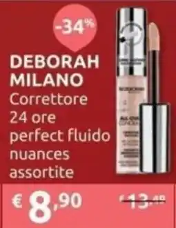 PiùMe DEBORAH MILANO Correttore 24 ore perfect fluido nuance assortite offerta