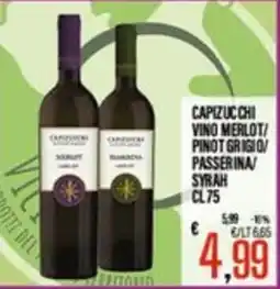Supermercati EffePiù Capizucchi Vino Merlot/ Pinot Grigio/ Passerina/ Syrah offerta