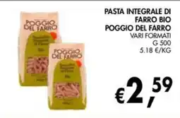 èccoMI Pasta integrale di farro bio Poggio del Farro offerta
