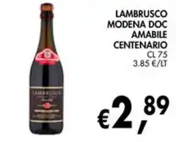 èccoMI Lambrusco Amabile Centenario offerta