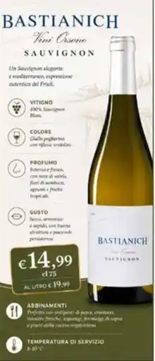èccoMI Bastianich Vini Oroine Sauvignon offerta