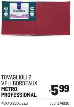 Metro Tovaglioli 2 veli bordeaux Metro Professional offerta