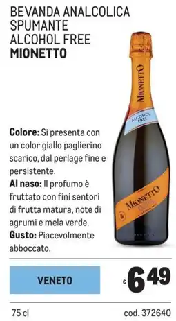 Metro Bevanda analcolica spumante alcohol free Mionetto offerta