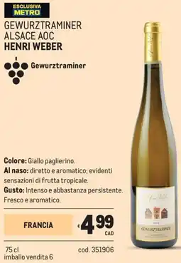 Metro Gewurztraminer alsace aoc Henri Weber offerta