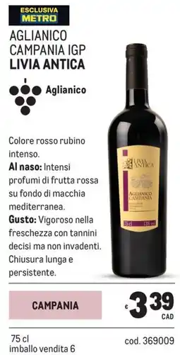 Metro Aglianico campania igp Livia Antica offerta
