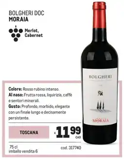 Metro Bolgheri doc Moraia offerta