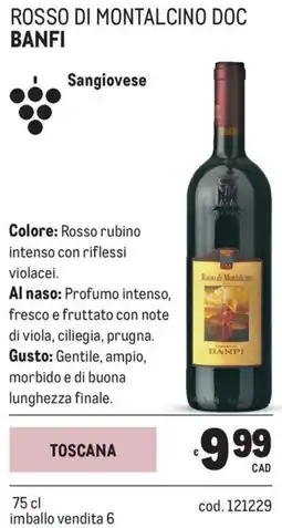 Metro Rosso di montalcino doc Banfi offerta