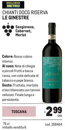 Metro Chianti docg riserva Le Ginestre offerta