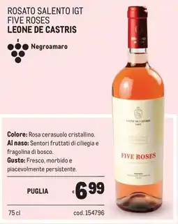 Metro Rosato salento igt five roses Leone de Castris offerta