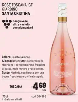Metro Rosé toscana igt giardino Santa Cristina offerta