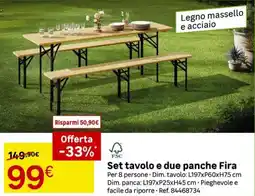 Leroy Merlin Set tavolo e due panche Fira offerta