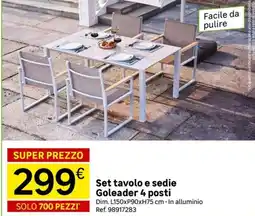 Leroy Merlin Set tavolo e sedie Goleader 4 posti offerta