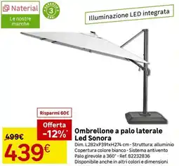 Leroy Merlin Naterial Ombrellone a palo laterale Led Sonora offerta