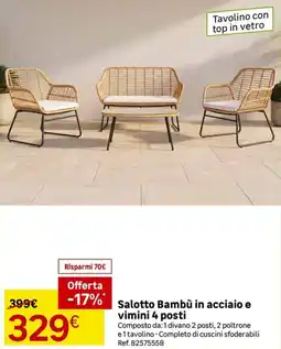 Leroy Merlin Salotto Bambu in acciaio e vimini 4 posti offerta