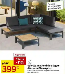 Leroy Merlin Salotto in alluminio e legno di acacia Olea 4 posti offerta