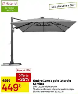 Leroy Merlin Naterial Ombrellone a palo laterale Sombra offerta