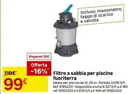 Leroy Merlin Filtro a sabbia per piscine fuoriterra offerta