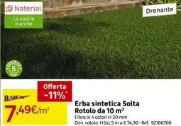 Leroy Merlin Naterial Erba sintetica Solta Rotolo da 10 m² offerta