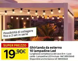 Leroy Merlin Ghirlanda da esterno 10 lampadine Led offerta