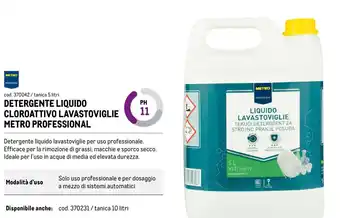 Detergente liquido cloroattivo lavastoviglie Metro Professional