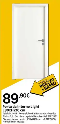 Leroy Merlin Porta da interno Light L80xH210 cm offerta