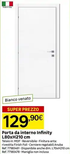 Leroy Merlin Porta da interno Infinity L80xH210 cm offerta
