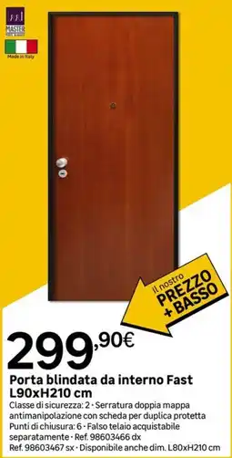 Leroy Merlin Porta blindata da interno Fast L90xH210 cm offerta