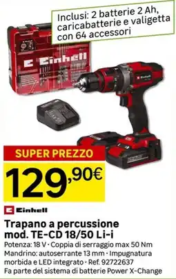 Leroy Merlin Einhell Trapano a percussione mod. TE-CD 18/50 Li-i offerta