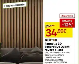 Leroy Merlin FIBROTECH Pannello 3D decorativo Quanti rovere oliato offerta