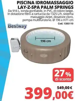 Brico Io Bestway Piscina idromassaggio lay-z-spa palm springs offerta