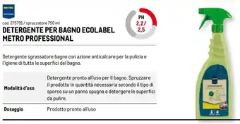 Detergente per bagno ecolabel Metro Professional