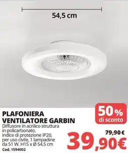 Brico Io Plafoniera ventilatore Garbin offerta